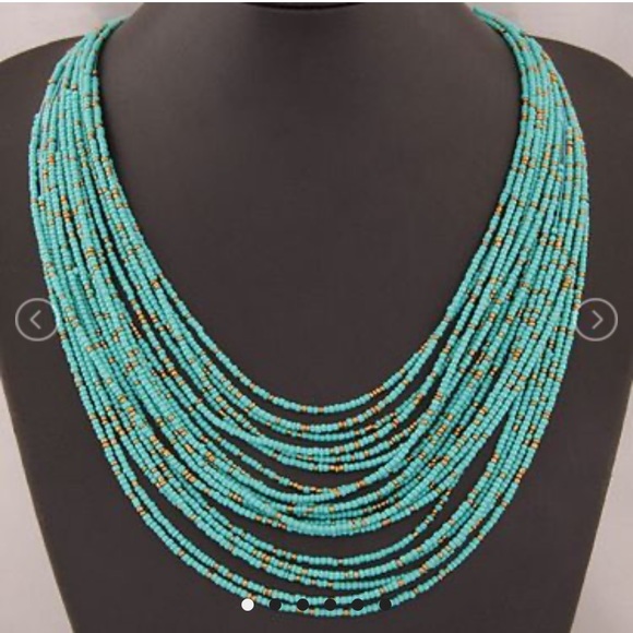 On My Rack Jewelry - 5⭐️ Boho Turquoise Beaded MultiStrand Necklace